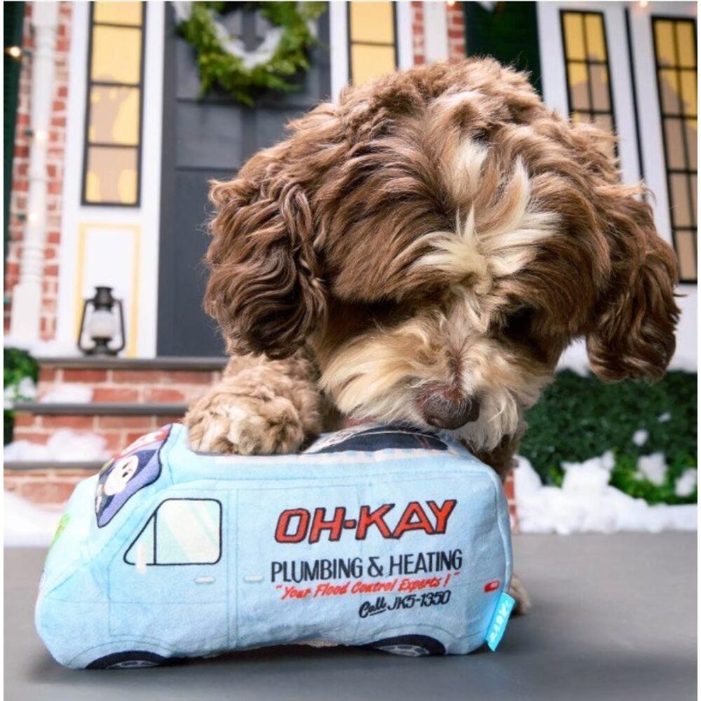 BARK Home‎ Alone Oh-Kay Chrismutts Van Dog Toy Plush Squeaky Play Toss Indoor